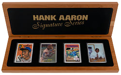 1997 R&N China Signature Series Hank Aaron Signed & Inscribed Limited Edition Porcelain Card Set (3) in Deluxe Case