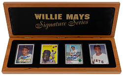 1997 R&N China Signature Series Willie Mays Autographed Limited Edition Porcelain Card Set (3) in Deluxe Case