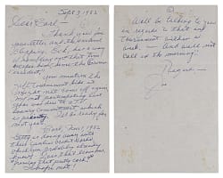 1982 Joe DiMaggio Handwritten Signed Two Page Letter with Full PSA LOA