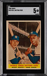 1958 Topps #418 Mickey Mantle/Hank Aaron World Series Batting Foes SGC EX 5