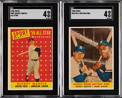1958 Topps Mickey Mantle Specialty Card SGC VG/EX 4 Graded Pair
