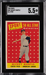 1958 Topps #487 Mickey Mantle All-Star SGC EX+ 5.5