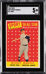 1958 Topps #487 Mickey Mantle All-Star SGC EX 5