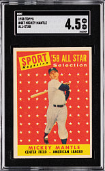 1958 Topps #487 Mickey Mantle All-Star SGC VG/EX+ 4.5