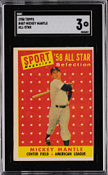 1958 Topps #487 Mickey Mantle All-Star SGC VG 3