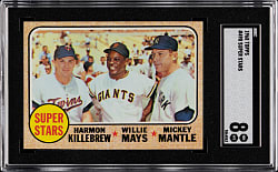 1968 Topps #490 Super Stars Harmon Killebrew/Willie Mays/Mickey Mantle SGC NM/MT 8