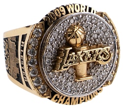 Lot # 31: 2009 Los Angeles Lakers NBA Championship 15K Gold Ring Presented to Ronnie Lester with COA & Deluxe Case