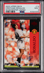 2003 Upper Deck Manchester United Soccer #14 Cristiano Ronaldo Rookie PSA MINT 9