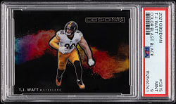 2021 Panini Obsidian Football T.J. Watt Color Blast Black PSA MINT 9