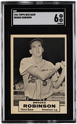 1961 Topps Dice Game Brooks Robinson SGC EX/NM 6 - Highest Graded Example!