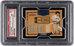 2008 Playoff Prime Cuts #32 Lou Gehrig Timeline Materials Quad Relic #1/5 PSA NM-MT 8