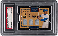 2008 Playoff Prime Cuts #5 Ernie Banks Timelines Signature Materials Trios #1/1 PSA NM-MT 8