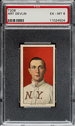 1909-1911 T206 White Border Art Devlin PSA EX-MT 6