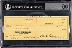 1978 Hank Aaron Signed Check - Beckett Authentic