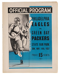 November 14, 1937 Philadelphia Eagles vs. Green Bay Packers Game Program