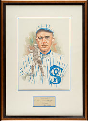 Ray Schalk Perez-Steele Hall of Fame Postcard Original Artwork with Cut Signature - JSA