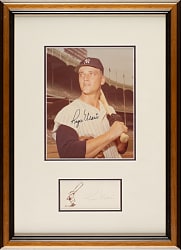 Roger Maris Framed Display with Signed Photograph & Signed Index Card – PSA/DNA and JSA LOAs