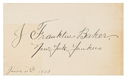 1921 Frank Baker Cut Signature - JSA