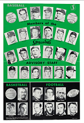 1960s Spalding Advisory Staff Advertising Poster with Roger Maris, Wilt Chamberlain, Fran Tarkenton, and Carl Yastrzemski