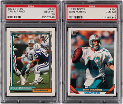 1992 & 1993 Topps Football Dan Marino PSA GEM MINT 10 Graded Pair