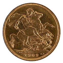1909-M UK Royal Mint Gold Sovereign Coin
