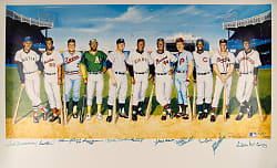 1988 Ron Lewis 500 Home Run Club Signed Limited-Edition Lithograph with (11) Signatures Including Mickey Mantle &  Ted Williams - Full JSA LOA