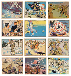 1941 R157 Gum Inc. Uncle Sam Near Complete Set (91/96) and R158 Uncle Sam's Home Defense Low Number Near Complete Set (23/24) - (114/120) Total Cards