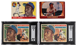 1939-1958 Hall of Fame & Star Collection (14) with (6) Hank Aaron Including 1956 Topps SGC Graded Gray & White Back Pair