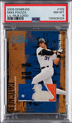 2005 Donruss Leather & Lumber #102 Mike Piazza MLB Logoman Patch #3/3 PSA NM-MT 8