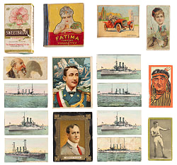 1880s-1920s Mostly Non-Sport Collection (58) with Booker Indian, Burley Battleships & Red Sun Pugilist