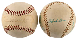 Multi/Single-Signed Baseball Pair with Hank Aaron & Joe DiMaggio