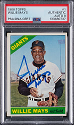 1966 Topps #1 Willie Mays Signed with PSA/DNA Auto 8 Grade