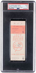 1977 World Series New York Yankees Versus Los Angeles Dodgers Game 6 Clincher Ticket Stub - Reggie Jackson 3 Home Runs! - PSA VG 3