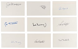 Hall of Famers Signed Index Card Collection (71) with DiMaggio, Koufax, Ruffing, Medwick & Greenberg