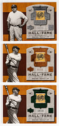2005 Upper Deck Hall of Fame Material Babe Ruth Bat Card Trio with #/10