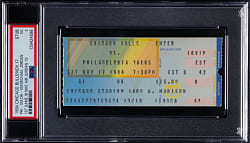 Iconic November 17th, 1984 Chicago Bulls vs. Philadelphia 76ers Ticket Stub - PSA VG 3 - Michael Jordan's 1st Game in Air Jordan 1's!!