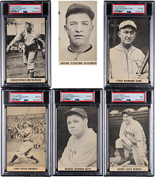 1961 Wrigley Field Hall of Fame Exhibits Complete Set (24) with (5) PSA Graded Including Cobb, Gehrig, Ruth & Wagner