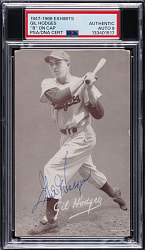 1947-1966 Exhibits Gil Hodges Signed "B" on Cap Variation - PSA/DNA Auto 9