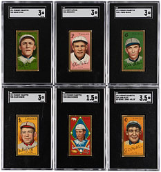1911 T205 Gold Border SGC FAIR 1.5 to VG+ 3.5 Graded Collection (9) with Chief Bender & Miller Huggins