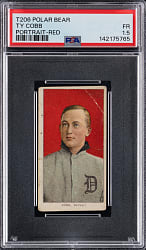 1909-1911 T206 White Border Ty Cobb Red Portrait Polar Bear Back PSA FAIR 1.5