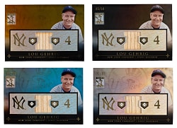 2010 Topps Tribute Lou Gehrig Single Relic Near Rainbow Set (4) Different with #/25 Gold