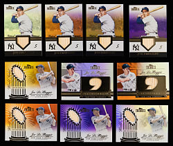 2012 Topps Tribute Joe DiMaggio Relics Near Rainbow Set Trio with (3) #1/1 - (15 Total Cards)