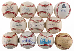 Signed Baseball Collection (11) with (8) Hall of Famers Including Aaron, Drysdale & Durocher