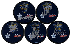2018 Washington Capitals Stadium Series Signed Pucks (5) with Alex Ovechkin