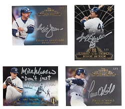 2013 & 2014 Topps Tribute New York Yankees #1/1 Onyx Certified Autographs (4) with (2) R. Jackson, Mussina & O'Neill