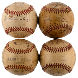 Circa 1940s Lone Star, East Texas & Texas League Signed Baseball Quartet