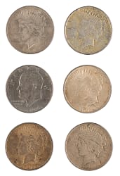 1820-1995 U.S./Foreign Coins (36) with (5) Peace Silver Dollars