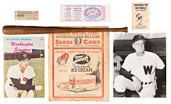 1924-1970 Washington Nationals/Senators Treasure Chest (22) with 1933 World Series Bat/Pennant Souvenir