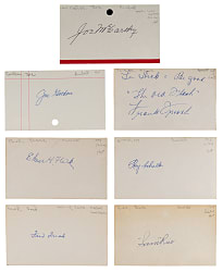 Hall of Fame Signed Index Cards (7) with Flick, Schalk & Rice - Each JSA Certified