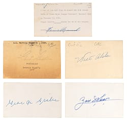 Hall of Famer Signed Index Cards/Government Postcards (5) with Goslin, Manush & Wheat